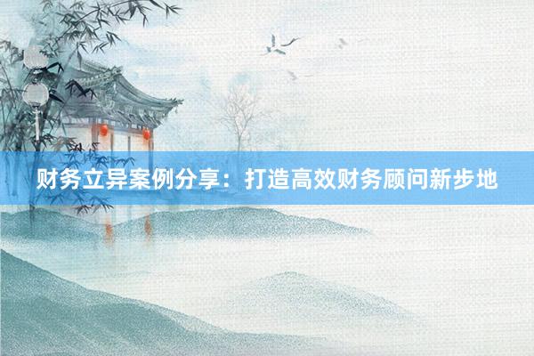 财务立异案例分享：打造高效财务顾问新步地