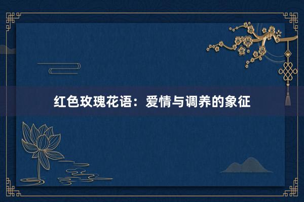 红色玫瑰花语：爱情与调养的象征